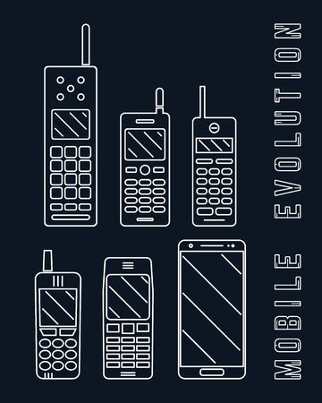 Mobile phone - Smartphone evolution line design. Vector illustration.のイラスト素材
