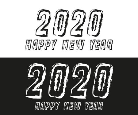 Happy New Year 2020 text typography design for holiday flyer, greeting, invitation card, flyer, poster, brochure cover or other printing products. Vector illustration.のイラスト素材