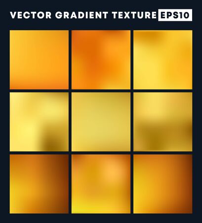 Golden gradient texture pattern set for the background. Vector illustration.のイラスト素材