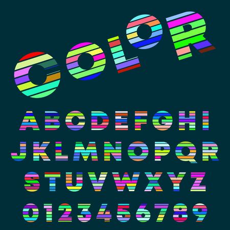 Alphabet letters and numbers color design. Colorful font template. Vector illustration.のイラスト素材
