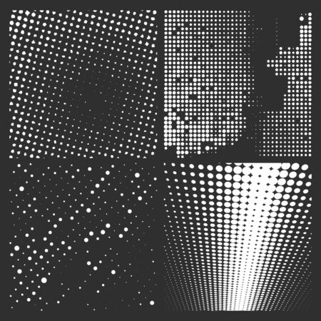 Halftone white pattern isolated on a black background. Vector illustration.のイラスト素材