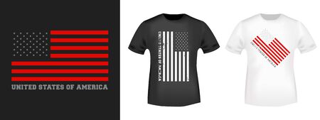 USA flag design print for t-shirt stamp, tee applique, fashion typography, badge, label clothing, jeans, and casual wear. Vector illustration.のイラスト素材