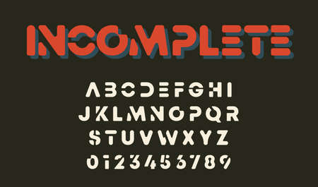 Minimal design alphabet template. Letters and numbers incomplete design. Vector illustration.のイラスト素材