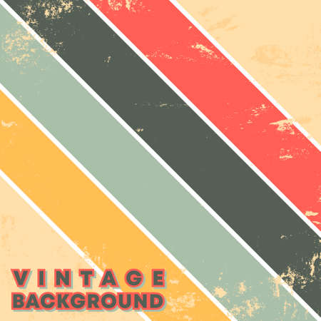Vintage grunge texture background with retro color stripes. Vector illustrationのイラスト素材