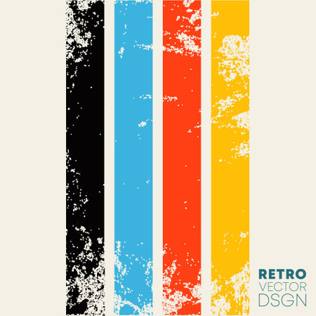 Vintage grunge texture background with retro color stripes. Vector illustrationのイラスト素材
