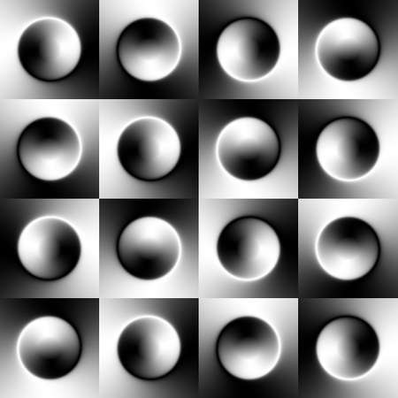 Seamless monochrome background with black and white gradient circles. Vector illustrationのイラスト素材