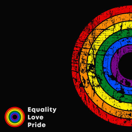 Equality Love Pride LGBT slogan. Colorful poster with grunge texture. Vector illustrationのイラスト素材