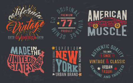 Vintage design print for t-shirt stamp, tee applique, fashion typography, badge, label clothing, jeans, and casual wear. Vector illustration.のイラスト素材