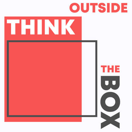 Think Outside the Box quote for t-shirt typography, stamp, tee print, applique, fashion slogan, badge, poster, sticker, or other printing products. Vector illustrationのイラスト素材