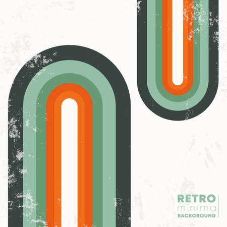 Retro design background with vintage grunge texture and colored rainbow. Vector illustrationのイラスト素材