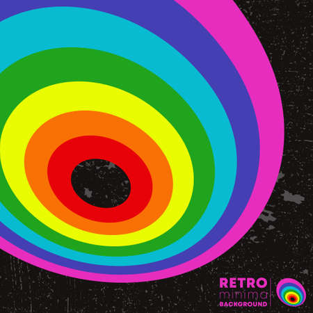 Retro design poster with vintage grunge texture and colored lines. Vector illustrationのイラスト素材