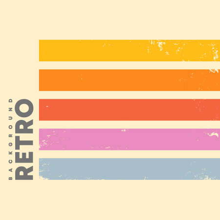 Vintage design background with retro grunge texture and colored stripes. Vector illustrationのイラスト素材