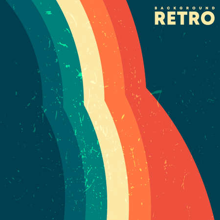 Retro design background with vintage grunge texture and colored stripes. Vector illustrationのイラスト素材