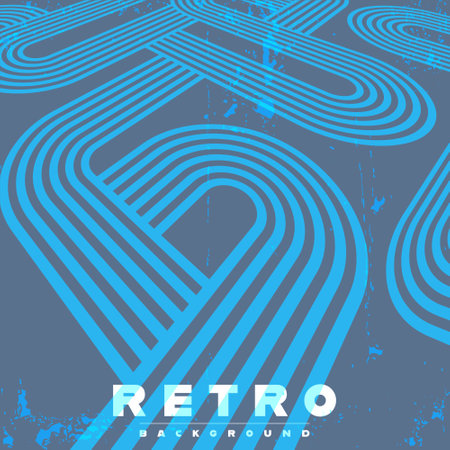 Retro background with vintage perspective stripes and grunge texture. Vector illustrationのイラスト素材
