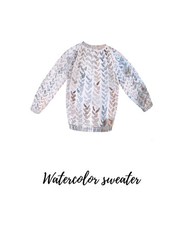 An image of a hand-drawn watercolor sweater isolated on a white background.の写真素材