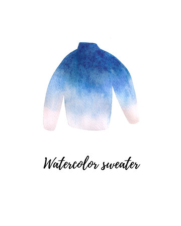 An image of a hand-drawn watercolor sweater isolated on a white background.の写真素材
