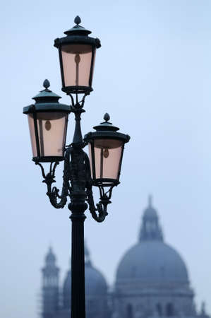 Santa Maria Della Salute Venice with lamp.の写真素材
