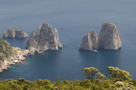 The famous Faraglioni rocks, Capri, Italyの写真素材