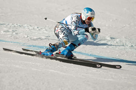 BANSKO, BULGARIA - FEBRUARY 24   Julia Mancuso  USA  competes in the  ladiesのeditorial素材