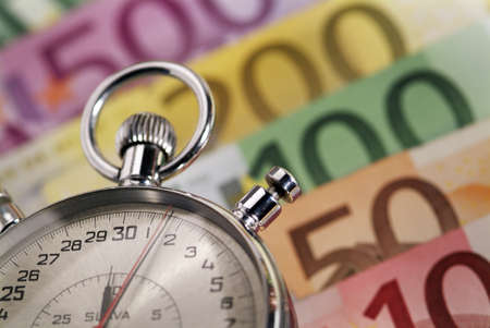 Time is money   Stopwatch and the European currencyの写真素材