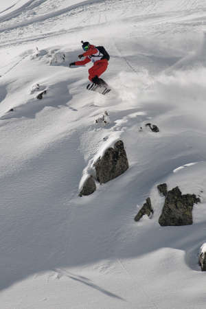 BANSKO, BULGARIA - MARCH 1: Boris Parvanov (BUL) competing in Mad Goat Ride FREERIDE WORLD QUALIFIER (FWQ) BANSKO 2013 on MARCH 1-2, 2013 in Bansko, Bulgaria.のeditorial素材