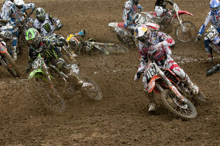 Sevlievo, Bulgaria - APRIL 21 : Riders in action at the start of motorbikes のeditorial素材