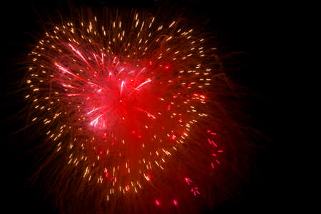 Fireworks in the night sky in the form of heart .の写真素材