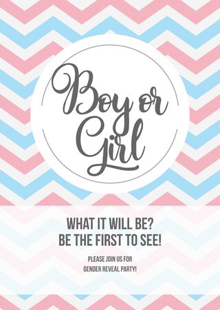 Boy or Girl? Gender reveal party invitation card vector designのイラスト素材