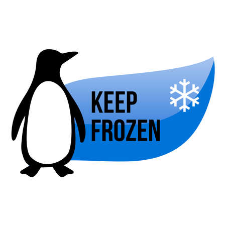 Keep frozen logo with penguin. Food package label, storage instruction vector designのイラスト素材