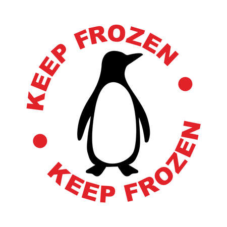 Keep frozen logo with penguin. Food package label, storage instruction vector designのイラスト素材