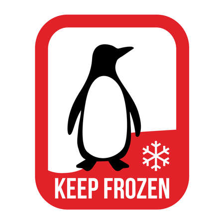 Keep frozen logo with penguin. Food package label, storage instruction vector designのイラスト素材