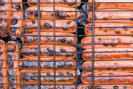 The background of roasted red sausagesの写真素材