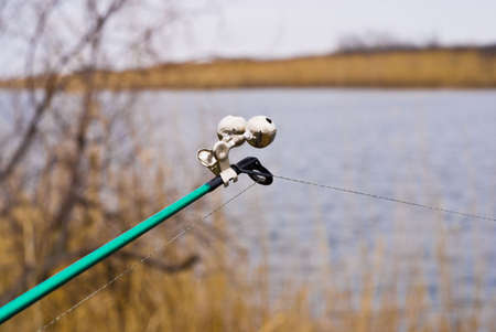 Bell at the end of fishing rodsの写真素材