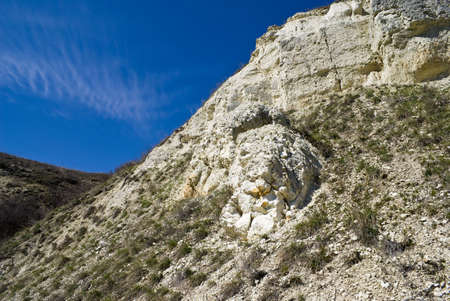 The slope from the white cliffs and a beautiful skyの写真素材