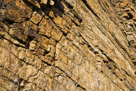 breakage of the inclined strata of sedimentary rocksの写真素材
