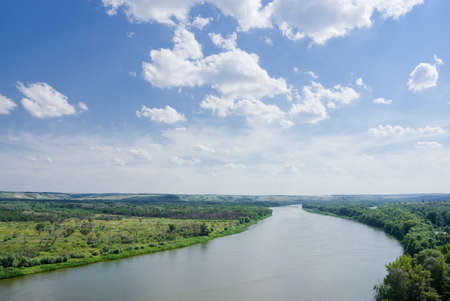 View of the River Don from the high cliffの写真素材