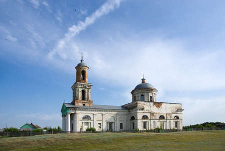 Ancient Orthodox church under the blue skyの写真素材