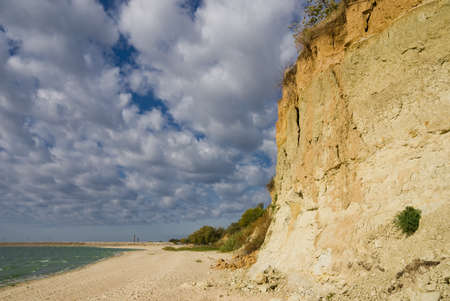 Yellow sandy coastal cliffs Tsimlyansk reservoirの写真素材