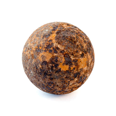 1812 year rust cannonball isolated on a white backgroundの写真素材