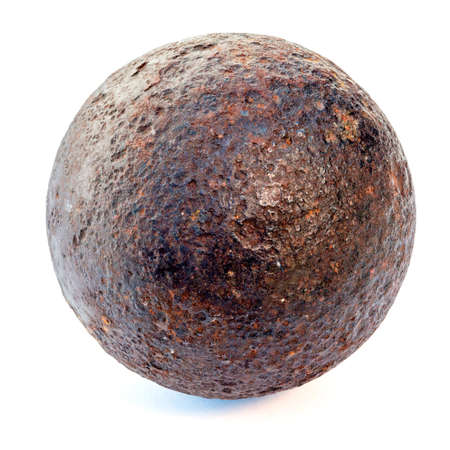 1812 year rust cannonball isolated on a white backgroundの写真素材