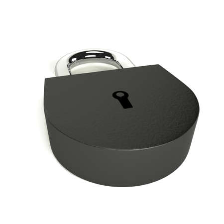 Padlock metallic with chromiuv lock shackle 3d render illustration isolated on white background