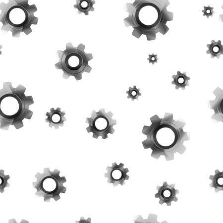 realistic gears on white seamless patternのイラスト素材