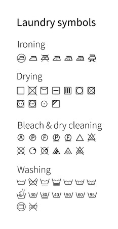 Laundry symbols. Isolated icons.のイラスト素材