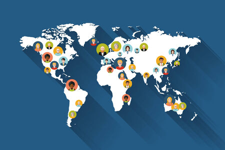 People on world mapのイラスト素材