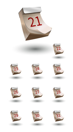 set of realistic vector calendar with date 21-31 on month icons isolatedのイラスト素材