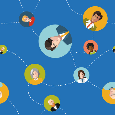 communicating people flat seamles patternのイラスト素材