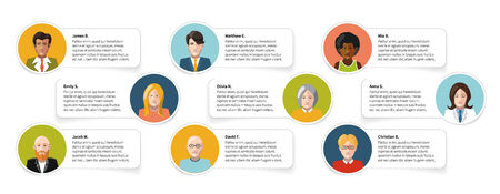 Avatars of people with messages on a white with shadow isolatedのイラスト素材