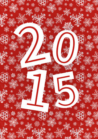 Vector 2015 Happy New Year background with snowflakes on redのイラスト素材