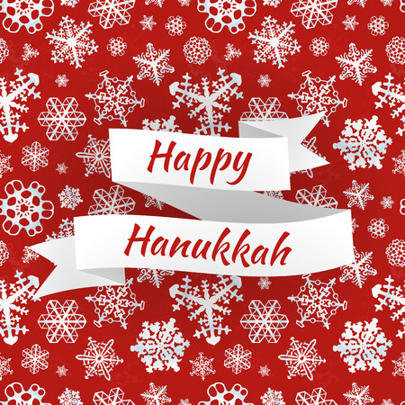 Happy Hanukkah card with snowflakes, vector illustrationのイラスト素材