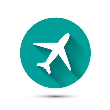 Plane icon on green background with shadowのイラスト素材